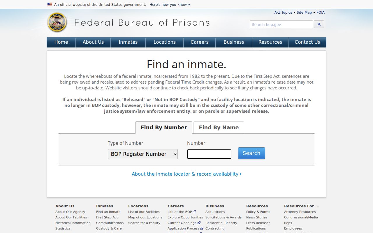Portsmouth City criminal custody research through the federal inmate locator