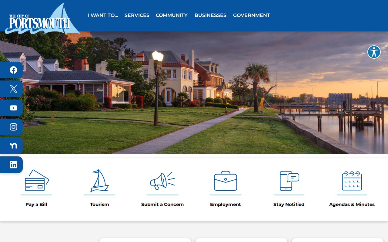Portsmouth City government homepage for criminal record agency routing