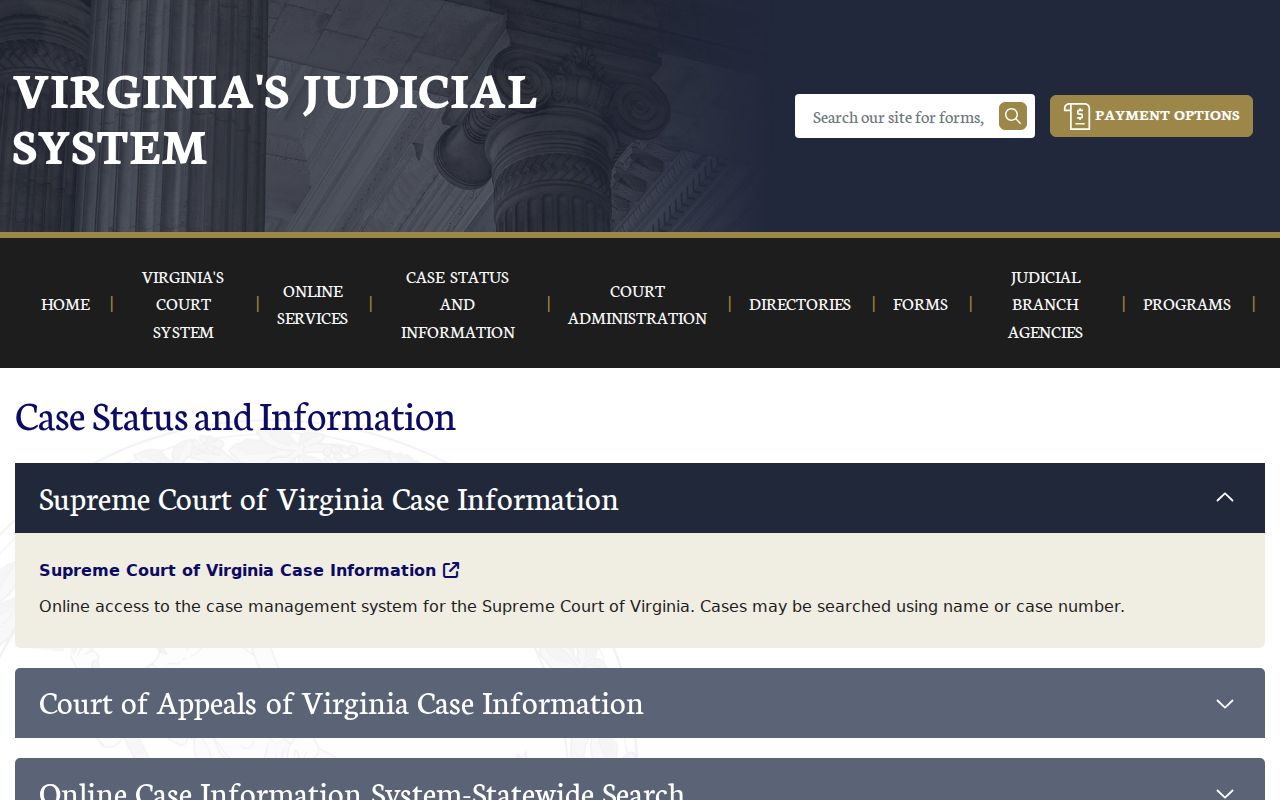 Portsmouth City criminal court record search options in Virginia Case Information