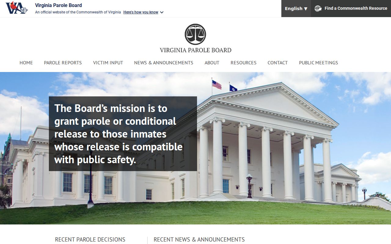 Portsmouth City criminal supervision context from the Virginia Parole Board